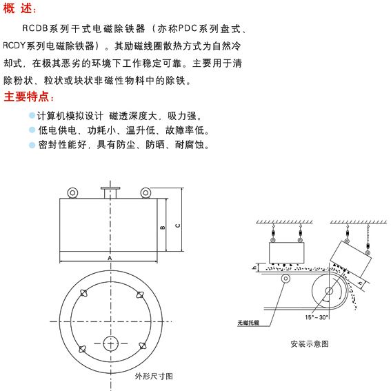 RCDB 系列干式电磁除铁器